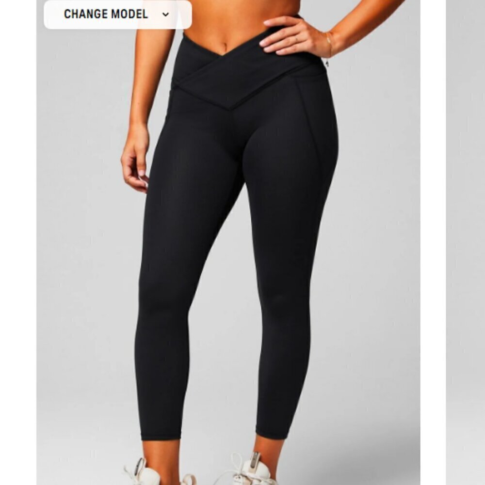 Fabletics Black Oasis PureLuxe HW Crossover 7/8 Legging Size XS